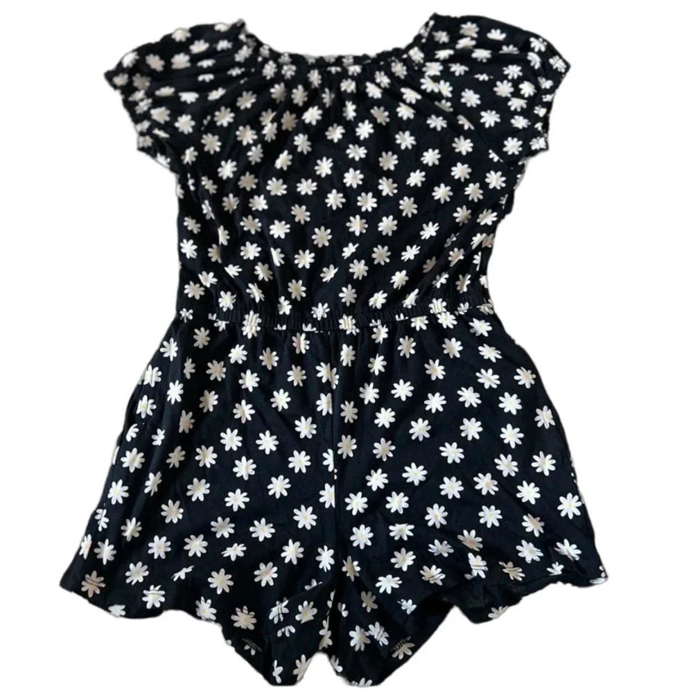 One Piece Cinched Waist Flower Print Shorts Romper Spring Summer